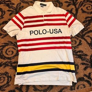 Polo by Ralph Lauren Red and Yellow Striped Polo Shirt